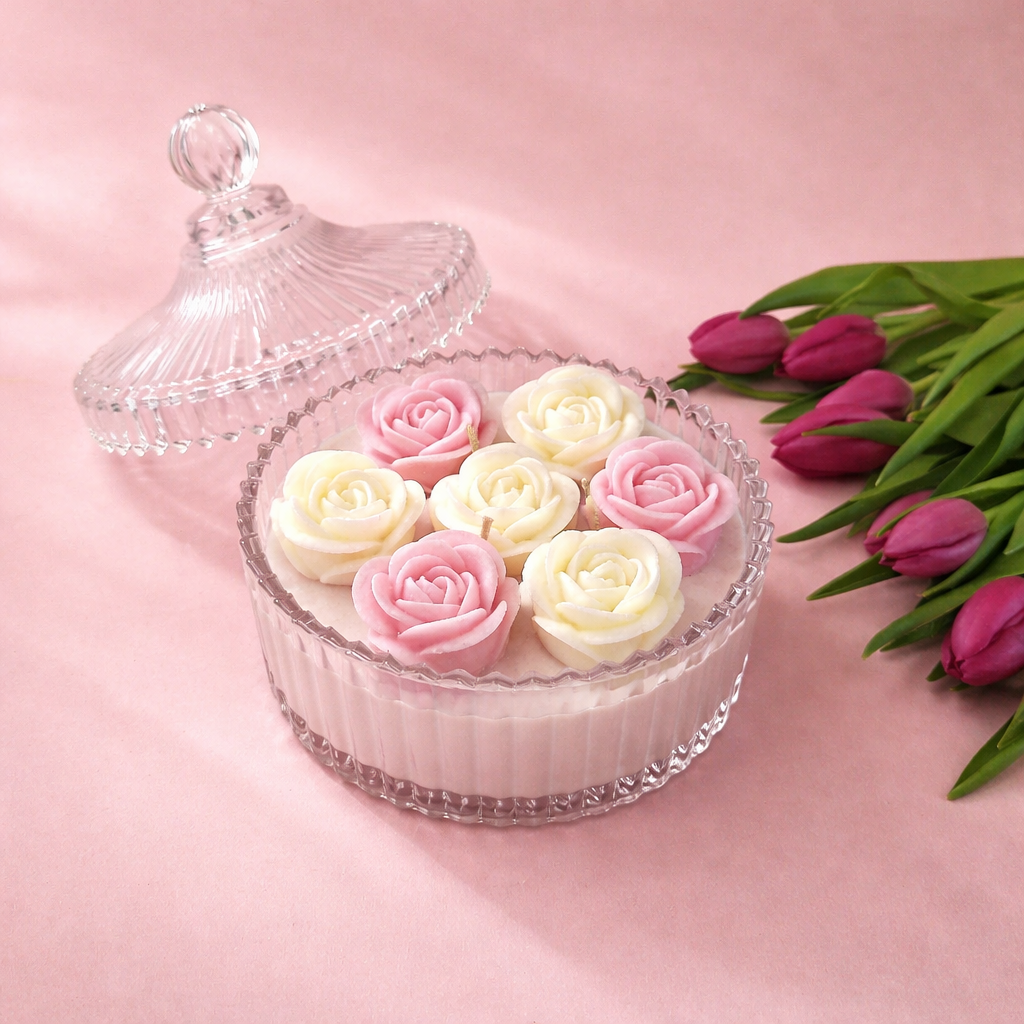 Suur kaanega lõhnaküünal "Roses"